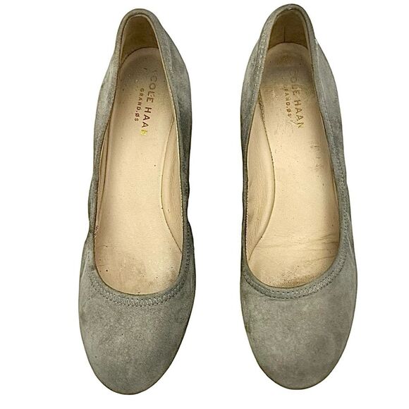 Cole Haan Grand OS Wedge Heels Women’s Size 6 B Gray Suede Slip Ons Pre-Owned - Picture 6 of 11